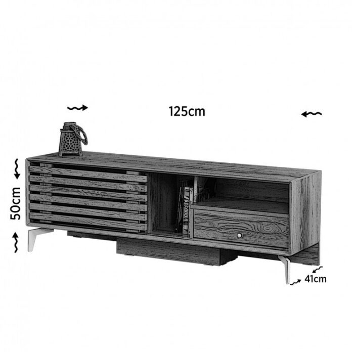 Comoda TV Salvador, Model Lulu125Lk, 125x50x41 cm, Stejar Comoda TV Salvador, Model Lulu125Lk, 125x50x41 cm, Stejar