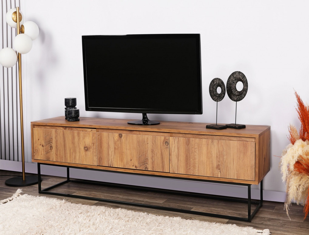 Comoda TV Salvador, Model Lupin140, 140x50x40 cm, Nuc/Negru Comoda TV Salvador, Model Lupin140, 140x50x40 cm, Nuc/Negru
