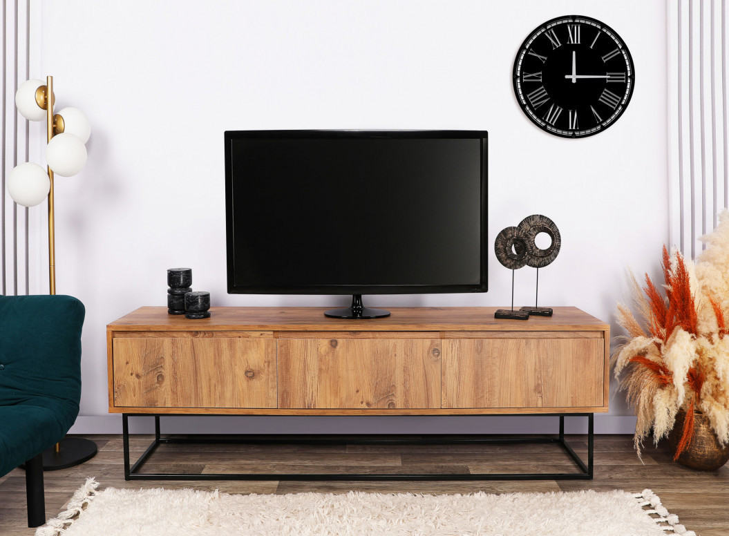 Comoda TV Salvador, Model Lupin140, 140x50x40 cm, Nuc/Negru Comoda TV Salvador, Model Lupin140, 140x50x40 cm, Nuc/Negru