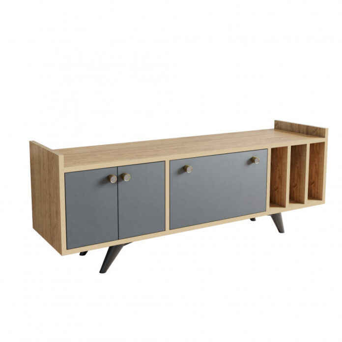 Comoda TV Salvador, Model Maribor, 150x40x62 cm, Nug/Antracit Comoda TV Salvador, Model Maribor, 150x40x62 cm, Nug/Antracit