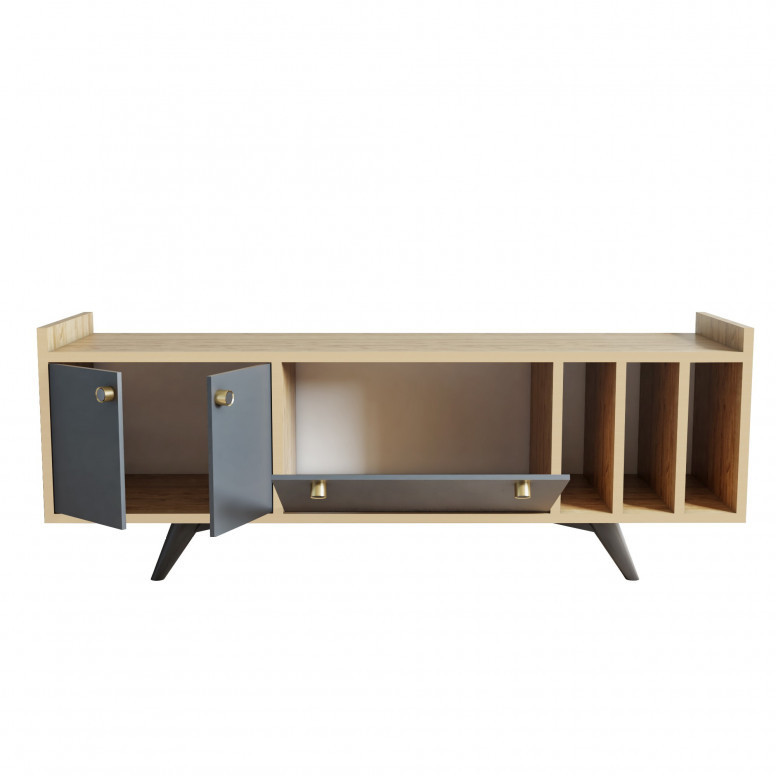 Comoda TV Salvador, Model Maribor, 150x40x62 cm, Nug/Antracit Comoda TV Salvador, Model Maribor, 150x40x62 cm, Nug/Antracit