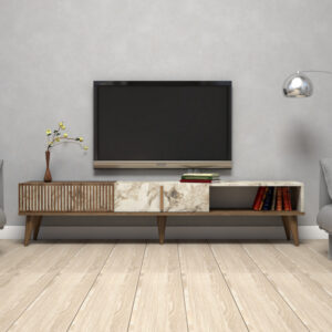 Comoda TV Salvador, Model Milan, 180x40x35 cm, Nuc/Alb Comoda TV Salvador, Model Milan, 180x40x35 cm, Nuc/Alb