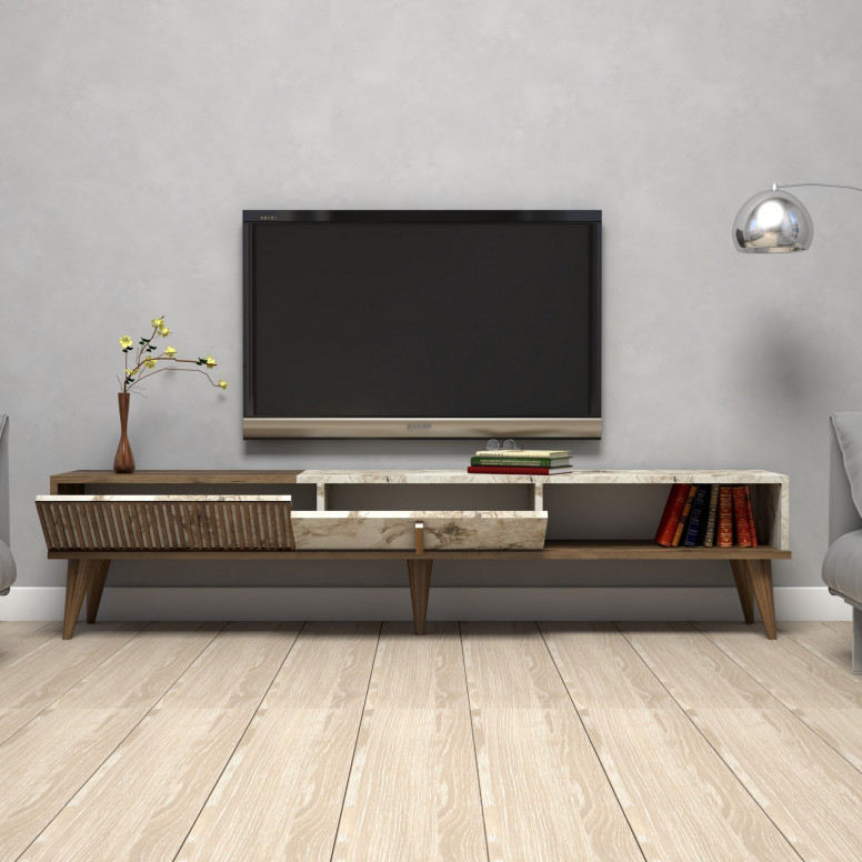 Comoda TV Salvador, Model Milan, 180x40x35 cm, Nuc/Alb Comoda TV Salvador, Model Milan, 180x40x35 cm, Nuc/Alb