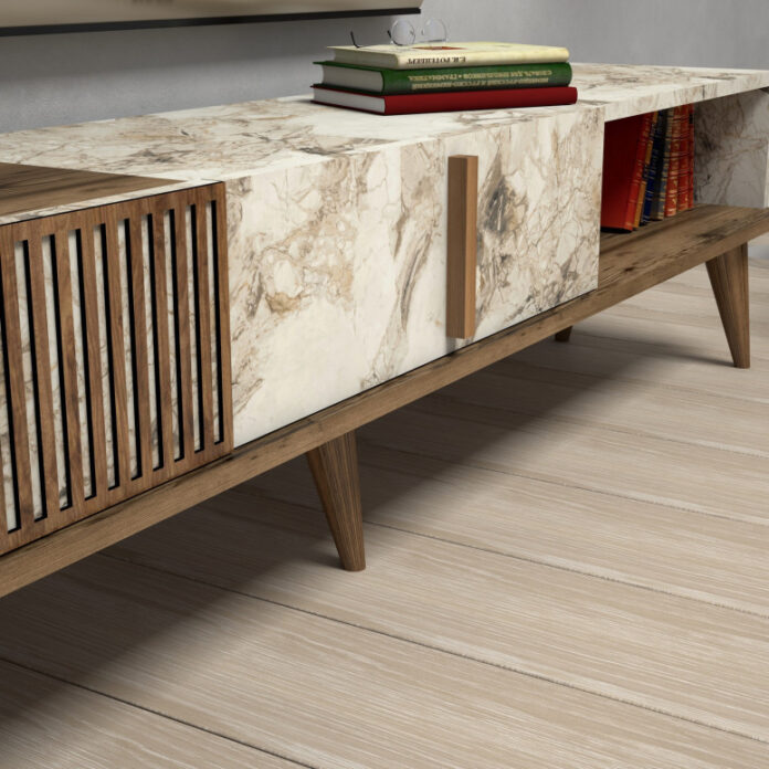 Comoda TV Salvador, Model Milan, 180x40x35 cm, Nuc/Alb Comoda TV Salvador, Model Milan, 180x40x35 cm, Nuc/Alb
