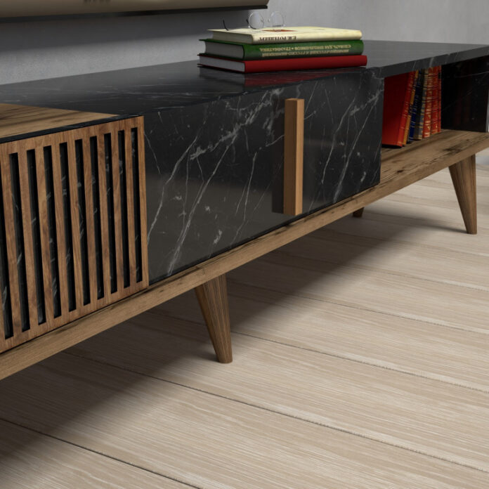 Comoda TV Salvador, Model Milan, 180x40x35 cm, Nuc/Negru Comoda TV Salvador, Model Milan, 180x40x35 cm, Nuc/Negru