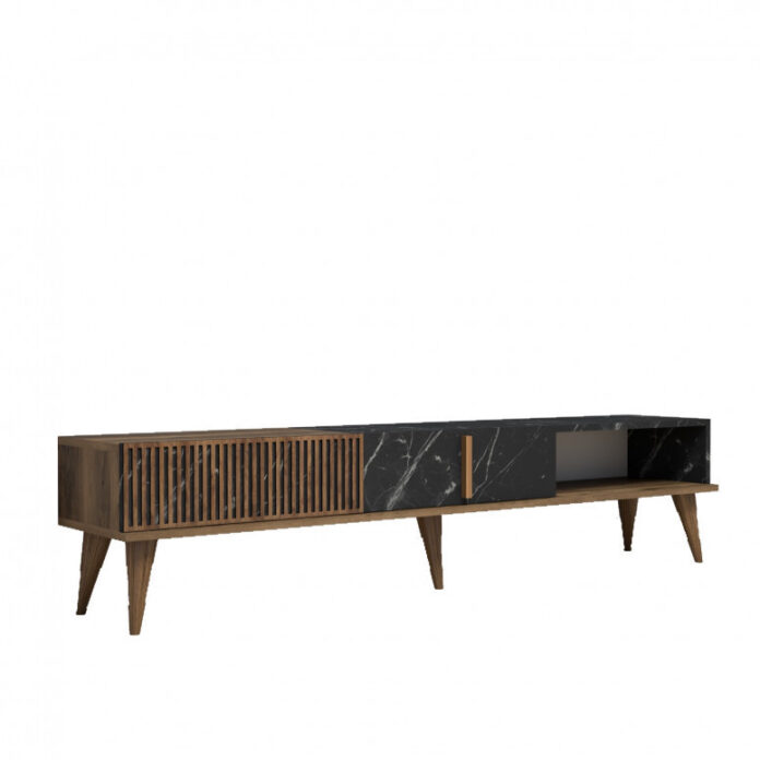 Comoda TV Salvador, Model Milan, 180x40x35 cm, Nuc/Negru Comoda TV Salvador, Model Milan, 180x40x35 cm, Nuc/Negru