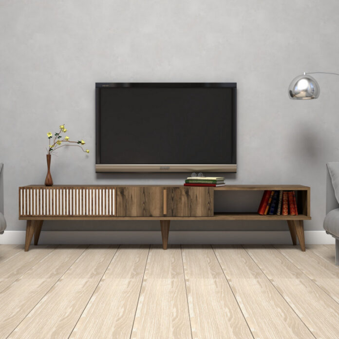 Comoda TV Salvador, Model Milan, 180x40x35 cm, Nuc Comoda TV Salvador, Model Milan, 180x40x35 cm, Nuc