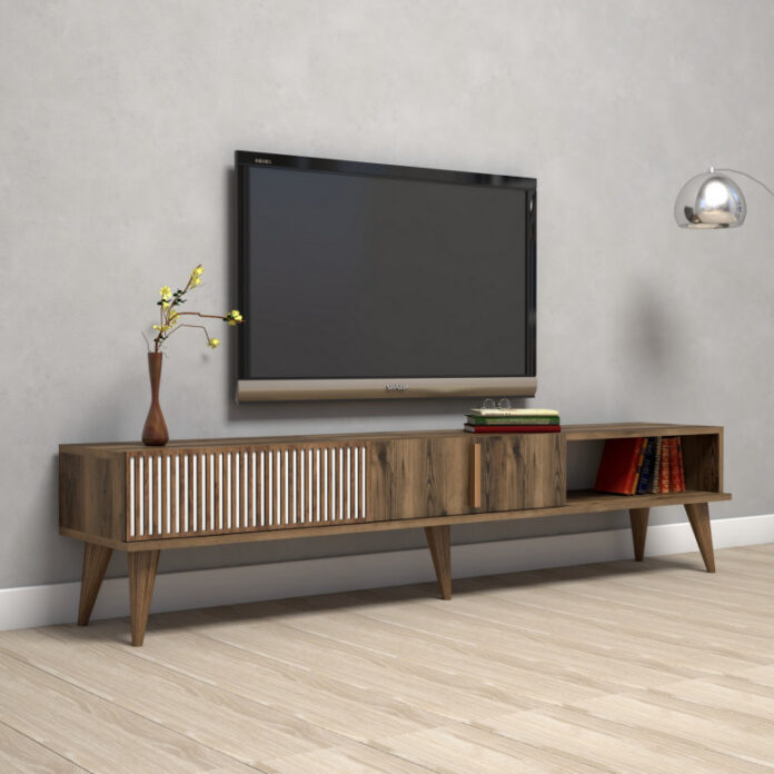 Comoda TV Salvador, Model Milan, 180x40x35 cm, Nuc Comoda TV Salvador, Model Milan, 180x40x35 cm, Nuc