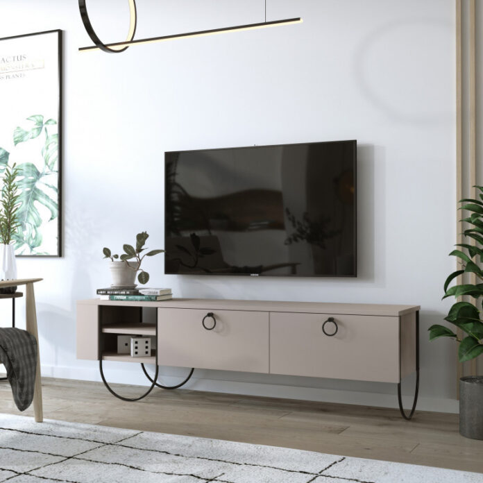 Comoda TV Salvador, Model Norfolk, 150x44x36 cm, Mocha deschis Comoda TV Salvador, Model Norfolk, 150x44x36 cm, Mocha deschis