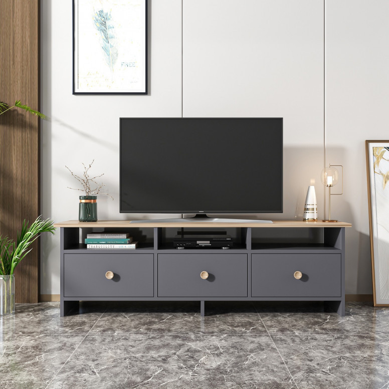 Comoda TV Salvador, Model Oslo, 150x47x36 cm, Antracit Comoda TV Salvador, Model Oslo, 150x47x36 cm, Antracit