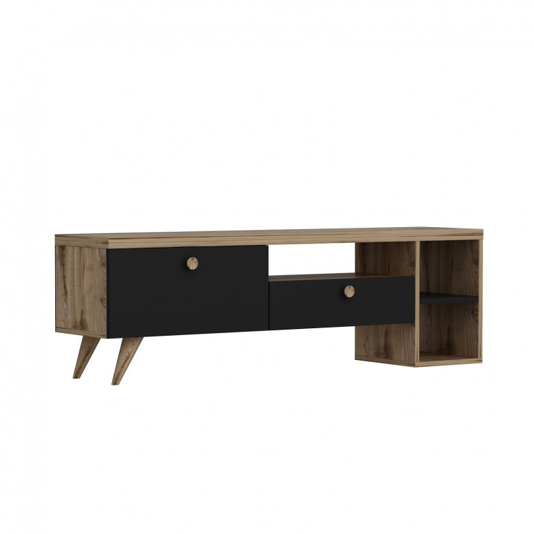 Comoda TV Salvador, Model Parion, 150x47x35 cm, Negru/Stejar Comoda TV Salvador, Model Parion, 150x47x35 cm, Negru/Stejar