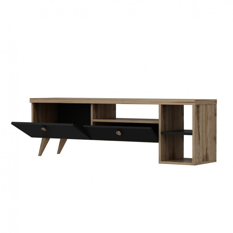 Comoda TV Salvador, Model Parion, 150x47x35 cm, Negru/Stejar Comoda TV Salvador, Model Parion, 150x47x35 cm, Negru/Stejar