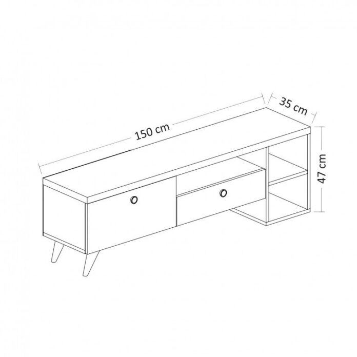 Comoda TV Salvador, Model Parion, 150x47x35 cm, Negru/Stejar Comoda TV Salvador, Model Parion, 150x47x35 cm, Negru/Stejar