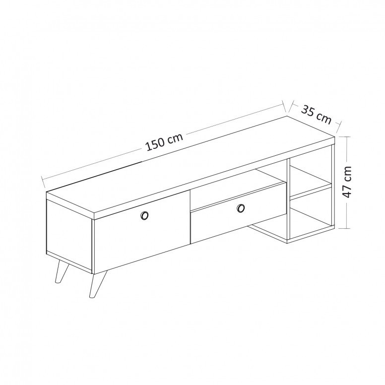 Comoda TV Salvador, Model Parion, 150x47x35 cm, Negru/Stejar Comoda TV Salvador, Model Parion, 150x47x35 cm, Negru/Stejar