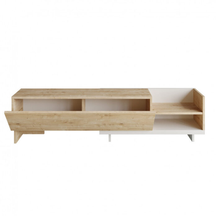 Comoda TV Salvador, Model Parion, 165x41x35 cm, Alb/Stejar safir Comoda TV Salvador, Model Parion, 165x41x35 cm, Alb/Stejar safir