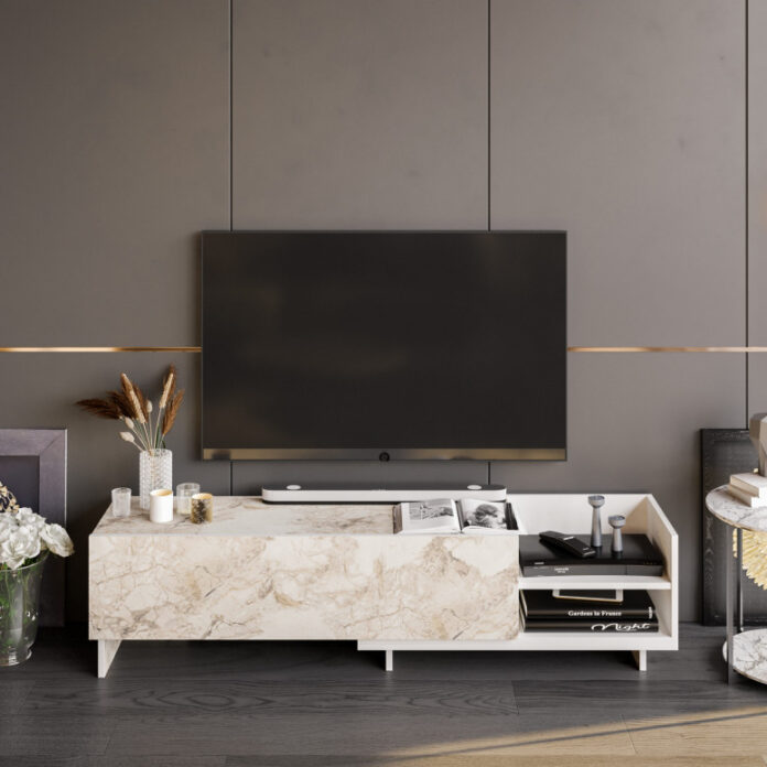 Comoda TV Salvador, Model Parion, 165x41x35 cm, Alb Comoda TV Salvador, Model Parion, 165x41x35 cm, Alb