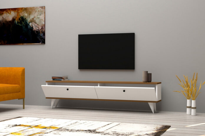 Comoda TV Salvador, Model Paris, 160x35x25 cm, Alb/Nuc Comoda TV Salvador, Model Paris, 160x35x25 cm, Alb/Nuc