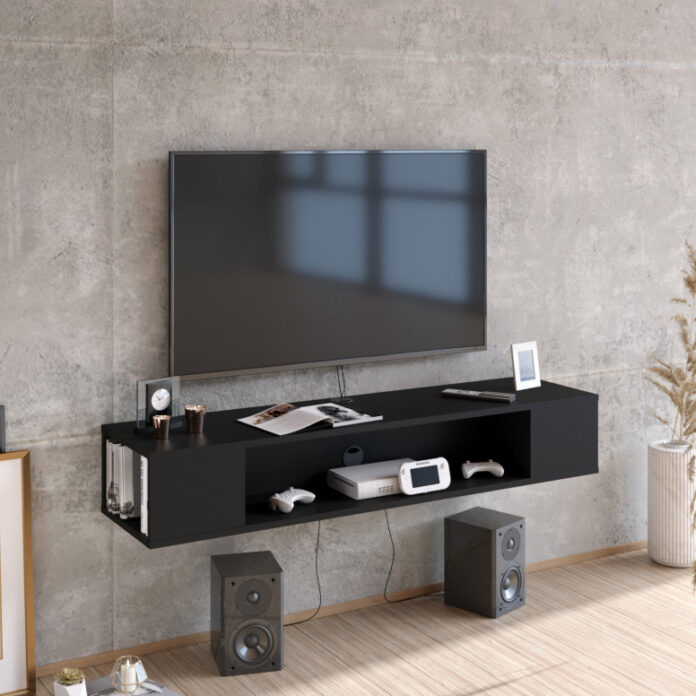 Comoda TV Salvador, Model Peti, 135x23x35.2 cm, Negru Comoda TV Salvador, Model Peti, 135x23x35.2 cm, Negru