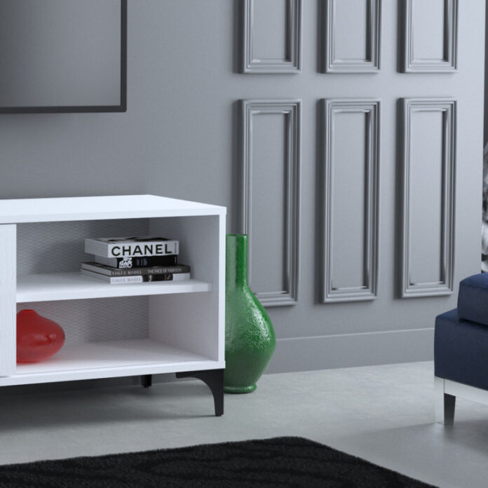 Comoda TV Salvador, Model Revival, 100x54x42 cm, Alb Comoda TV Salvador, Model Revival, 100x54x42 cm, Alb