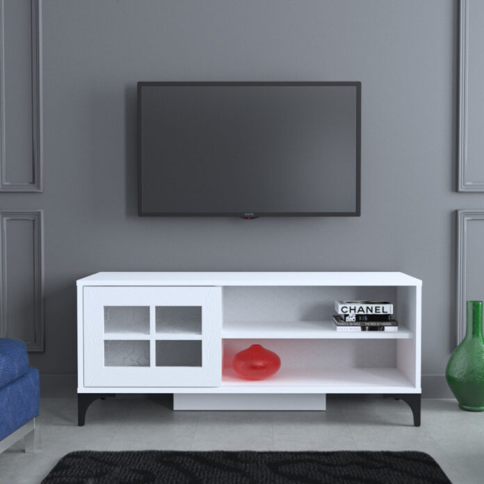 Comoda TV Salvador, Model Revival, 125x54x42 cm, Alb Comoda TV Salvador, Model Revival, 125x54x42 cm, Alb
