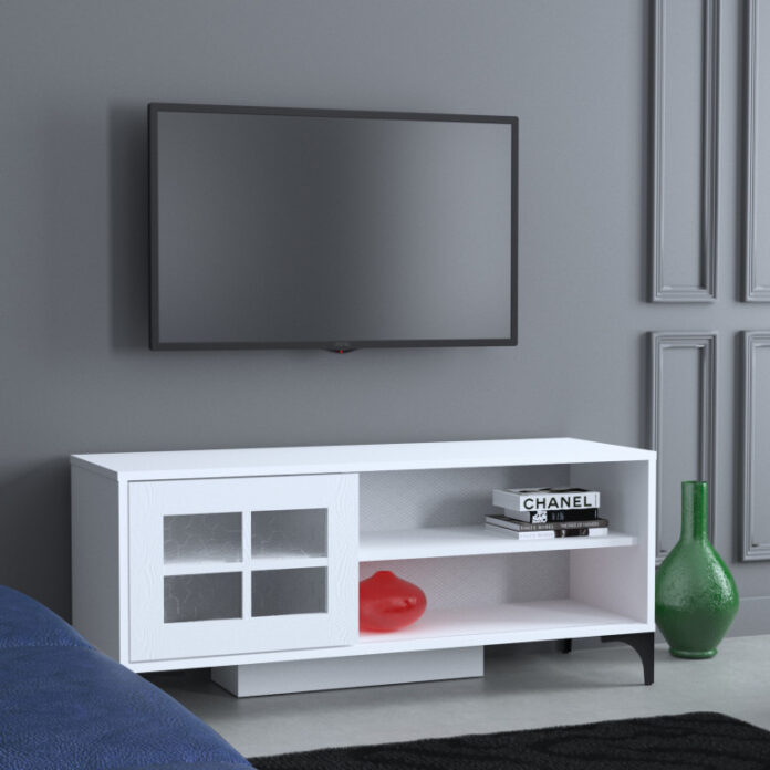 Comoda TV Salvador, Model Revival, 125x54x42 cm, Alb Comoda TV Salvador, Model Revival, 125x54x42 cm, Alb
