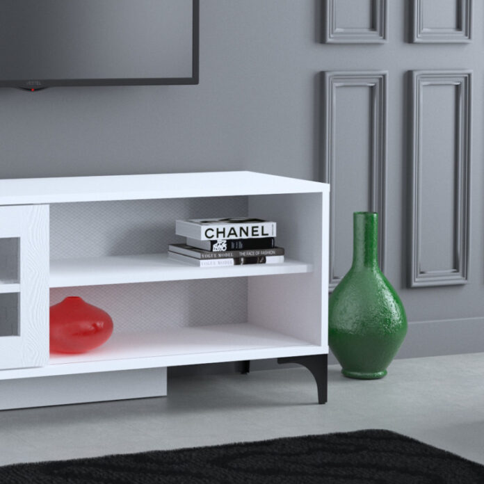 Comoda TV Salvador, Model Revival, 125x54x42 cm, Alb Comoda TV Salvador, Model Revival, 125x54x42 cm, Alb