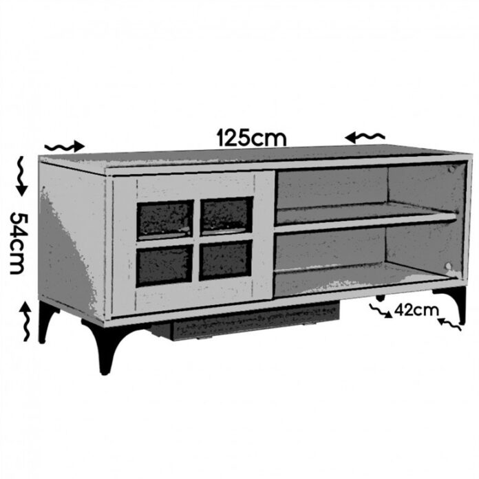 Comoda TV Salvador, Model Revival, 125x54x42 cm, Alb Comoda TV Salvador, Model Revival, 125x54x42 cm, Alb