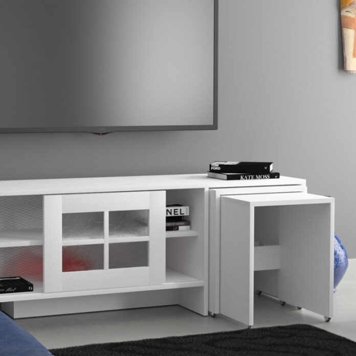 Comoda TV Salvador, Model Revival, 150x54x42 cm, Alb Comoda TV Salvador, Model Revival, 150x54x42 cm, Alb