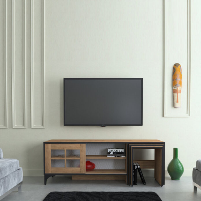 Comoda TV Salvador, Model Revival, 150x54x42 cm, Stejar Comoda TV Salvador, Model Revival, 150x54x42 cm, Stejar