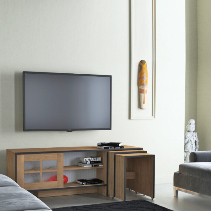 Comoda TV Salvador, Model Revival, 150x54x42 cm, Stejar Comoda TV Salvador, Model Revival, 150x54x42 cm, Stejar