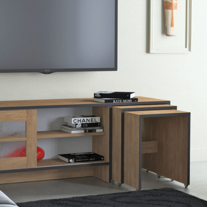 Comoda TV Salvador, Model Revival, 150x54x42 cm, Stejar Comoda TV Salvador, Model Revival, 150x54x42 cm, Stejar
