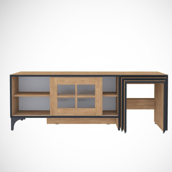 Comoda TV Salvador, Model Revival, 150x54x42 cm, Stejar Comoda TV Salvador, Model Revival, 150x54x42 cm, Stejar