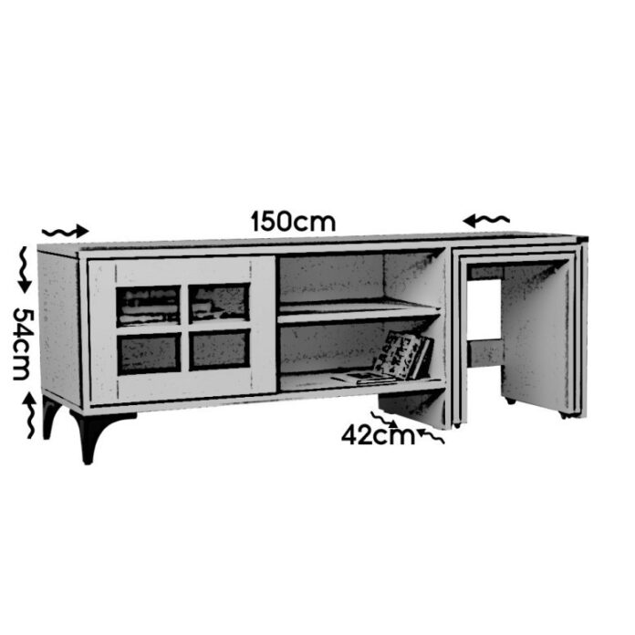 Comoda TV Salvador, Model Revival, 150x54x42 cm, Stejar Comoda TV Salvador, Model Revival, 150x54x42 cm, Stejar