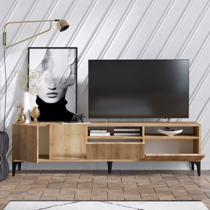 Comoda TV Salvador, Model Ross, 180x52x35 cm, Stejar Comoda TV Salvador, Model Ross, 180x52x35 cm, Stejar
