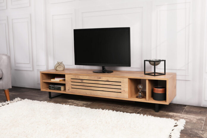 Comoda TV Salvador, Model Safir, 160x35x40 cm, Pin atlantic Comoda TV Salvador, Model Safir, 160x35x40 cm, Pin atlantic