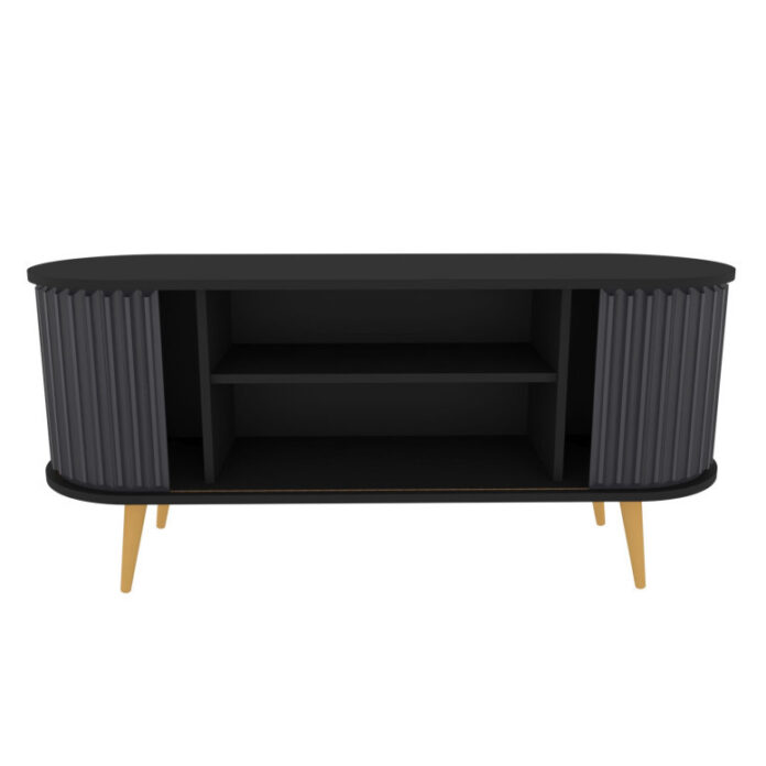 Comoda TV Salvador, Model Stor, 140x64x43 cm, Negru/Antracit Comoda TV Salvador, Model Stor, 140x64x43 cm, Negru/Antracit