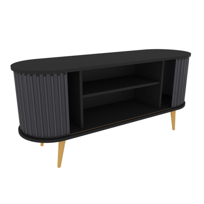 Comoda TV Salvador, Model Stor, 140x64x43 cm, Negru/Antracit Comoda TV Salvador, Model Stor, 140x64x43 cm, Negru/Antracit