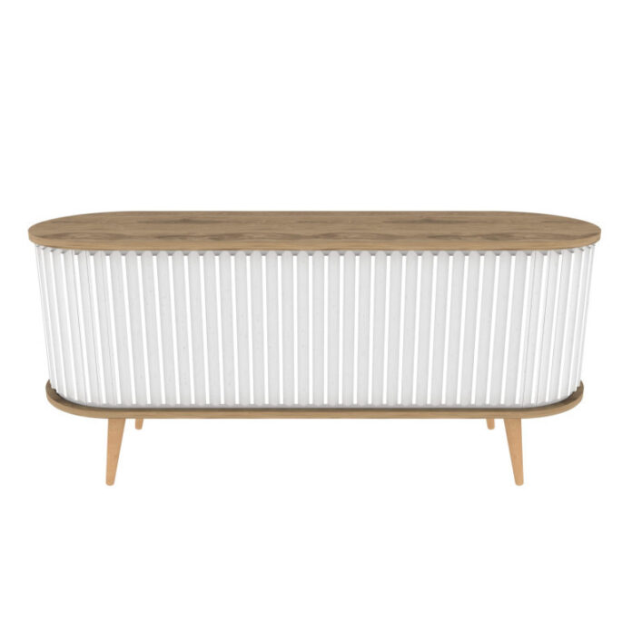 Comoda TV Salvador, Model Stor, 140x64x43 cm, Stejar/Alb Comoda TV Salvador, Model Stor, 140x64x43 cm, Stejar/Alb