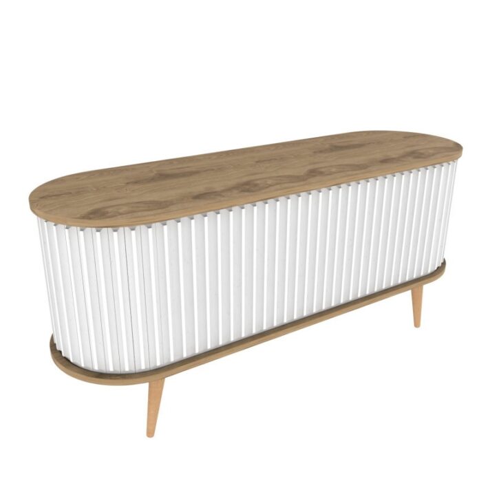 Comoda TV Salvador, Model Stor, 140x64x43 cm, Stejar/Alb Comoda TV Salvador, Model Stor, 140x64x43 cm, Stejar/Alb