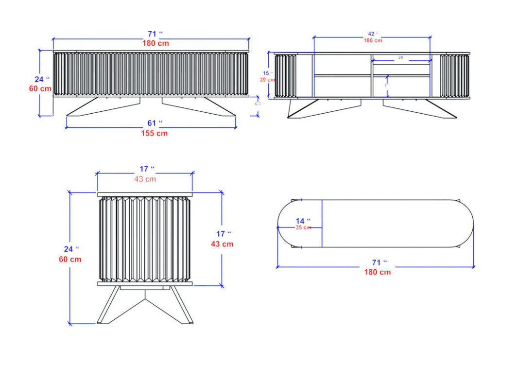 Comoda TV Salvador, Model Stor, 180x60x43 cm, Antracit/Alb Comoda TV Salvador, Model Stor, 180x60x43 cm, Antracit/Alb