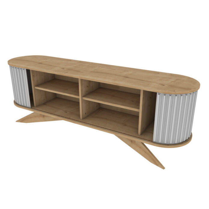 Comoda TV Salvador, Model Stor, 180x60x43 cm, Stejar safir/Alb Comoda TV Salvador, Model Stor, 180x60x43 cm, Stejar safir/Alb