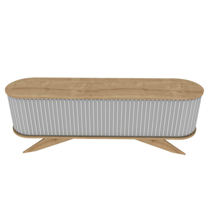 Comoda TV Salvador, Model Stor, 180x60x43 cm, Stejar safir/Alb Comoda TV Salvador, Model Stor, 180x60x43 cm, Stejar safir/Alb