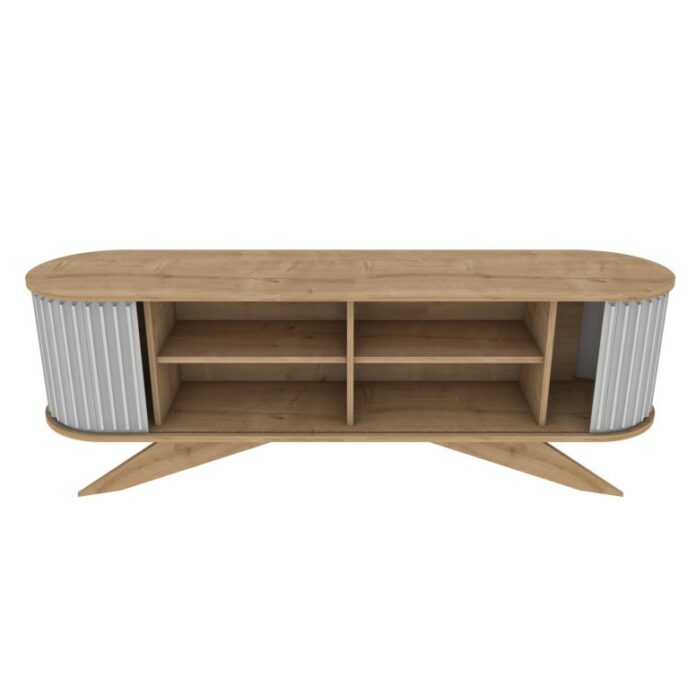 Comoda TV Salvador, Model Stor, 180x60x43 cm, Stejar safir/Alb Comoda TV Salvador, Model Stor, 180x60x43 cm, Stejar safir/Alb