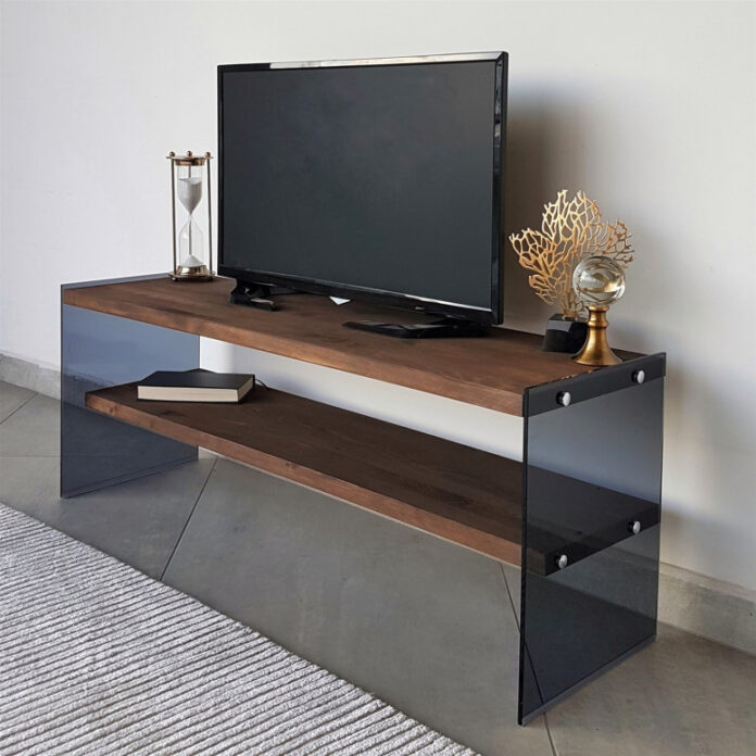 Comoda TV Salvador, Model TV100, 120x45x35 cm, Nuc Comoda TV Salvador, Model TV100, 120x45x35 cm, Nuc