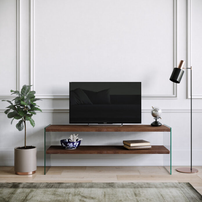 Comoda TV Salvador, Model TV1003, 120x45x35 cm, Nuc Comoda TV Salvador, Model TV1003, 120x45x35 cm, Nuc