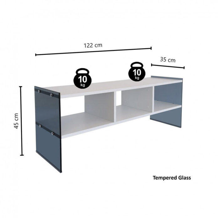 Comoda TV Salvador, Model TV401, 120x45x35 cm, Alb