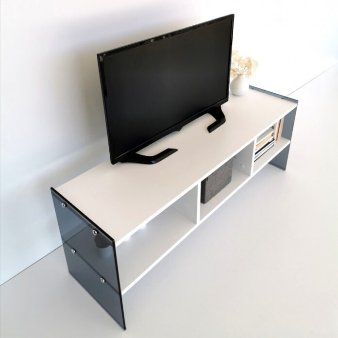 Comoda TV Salvador, Model TV401, 120x45x35 cm, Alb