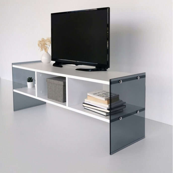 Comoda TV Salvador, Model TV401, 120x45x35 cm, Alb