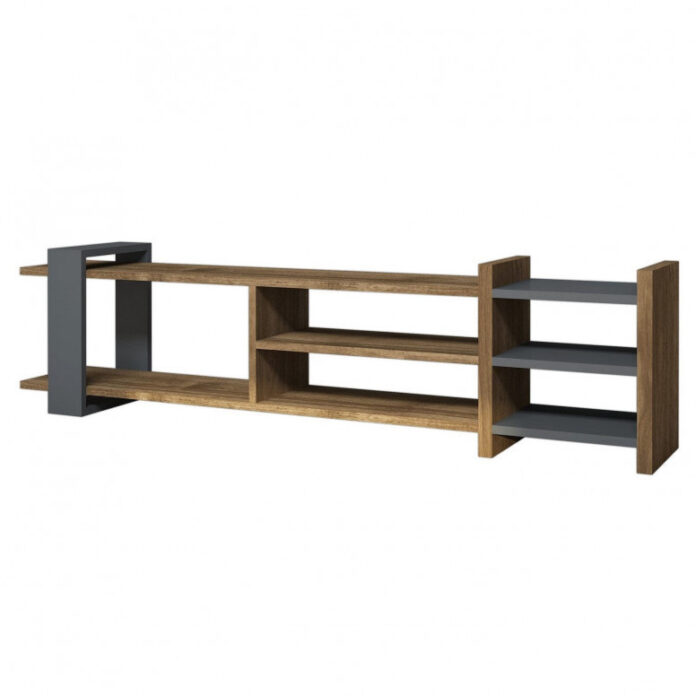 Comoda TV Salvador, Model Zeyna, 156x40x29.6 cm, Stejar/Gri Comoda TV Salvador, Model Zeyna, 156x40x29.6 cm, Stejar/Gri