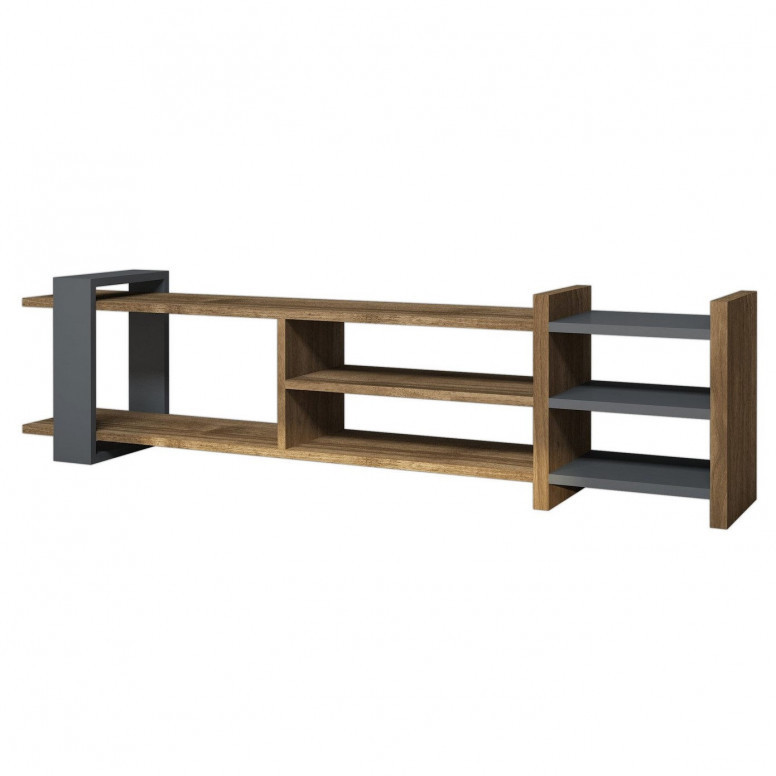 Comoda TV Salvador, Model Zeyna, 156x40x29.6 cm, Stejar/Gri Comoda TV Salvador, Model Zeyna, 156x40x29.6 cm, Stejar/Gri